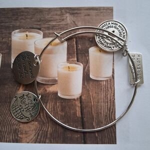 Silver Tone Inspirational Charm Bangle Bracelet - Silver